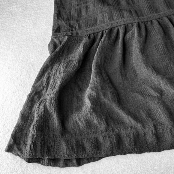 Madewell Puff-Sleeve Ruffle-Hem Mini Dress Size 00 Black Lined Woven Plaid - Picture 11 of 16